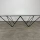 Pyramidal coffee table in steel wire and glass in the style of Piva