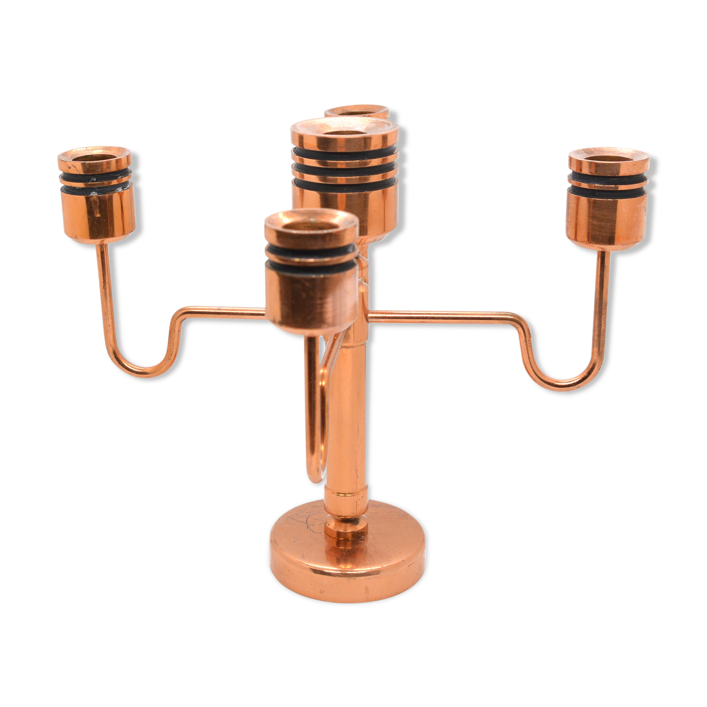 Copper five-arm candlestick Denmark 1960s