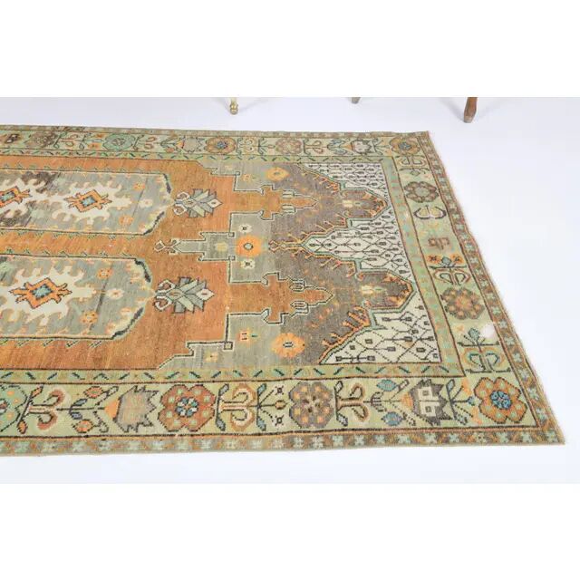 Vintage Turkish Oushak Handmade Wool Rug 117x231