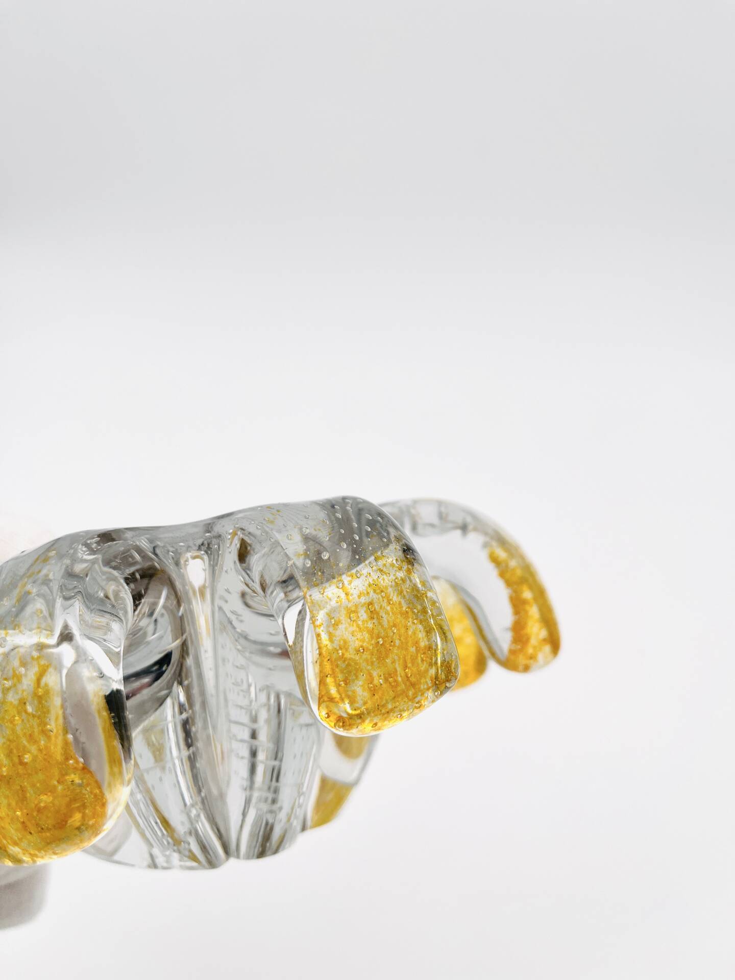 Murano Bowl Archimede Seguso Bullicante Crystal & Fritté Gold 1950