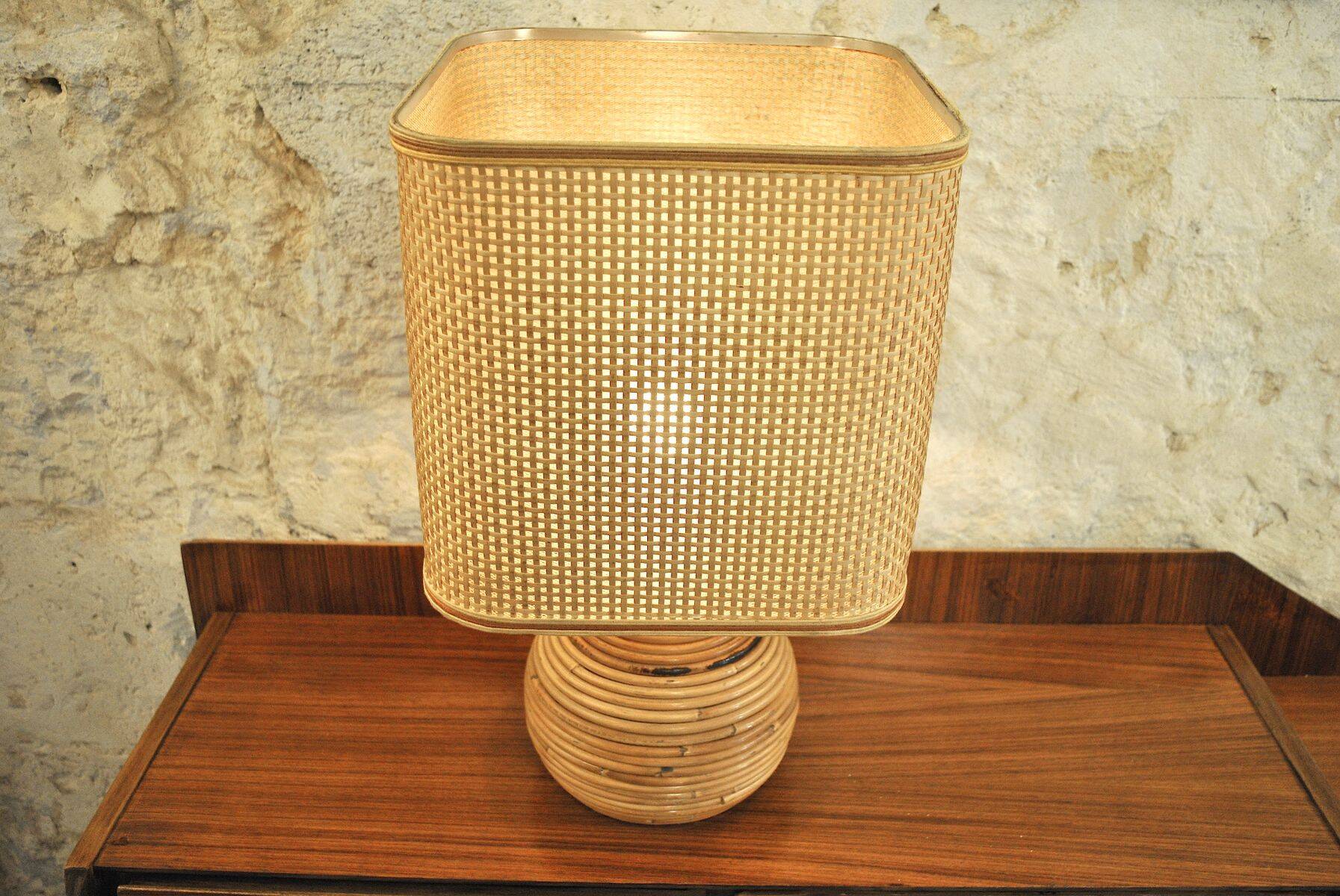 Wicker table lamp, Italy, 1960s
