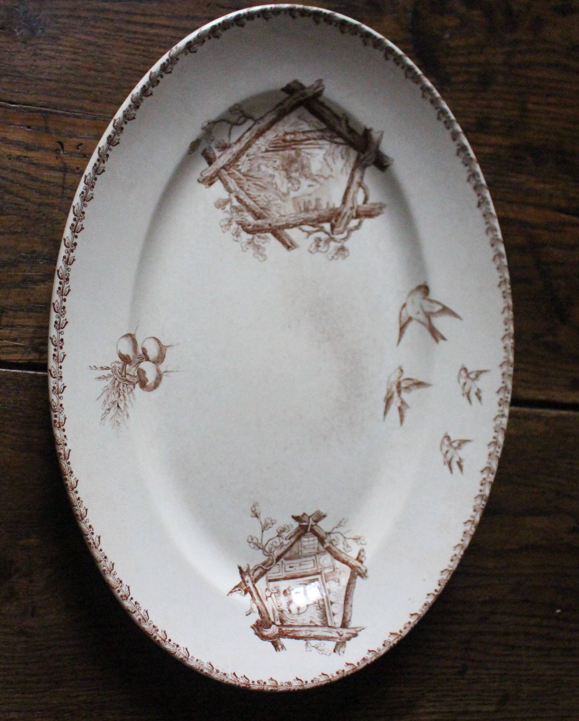 Oval sepia Oxford ironstone plate