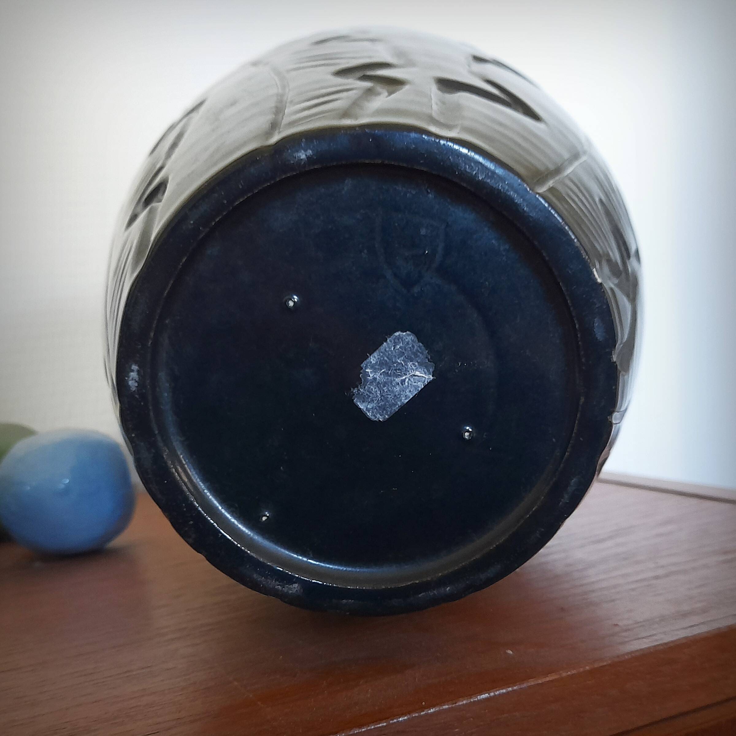 Art Deco vase with foliage, XL size, Accolay, France, 1950s