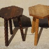 solid pine tripod stools, 2
