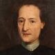 Ancient painting, portrait of a clergyman, oil on canvas, 18th century.