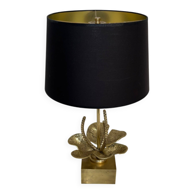 Lampe nénuphar Lilly en bronze et laiton attribuée à la Maison Charles. Vers 1970