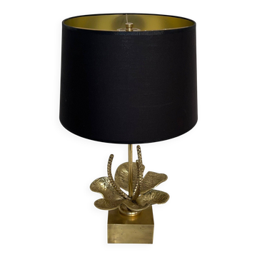 Bronze and brass lily pad lamp attributed to Maison Charles. Circa 1970.