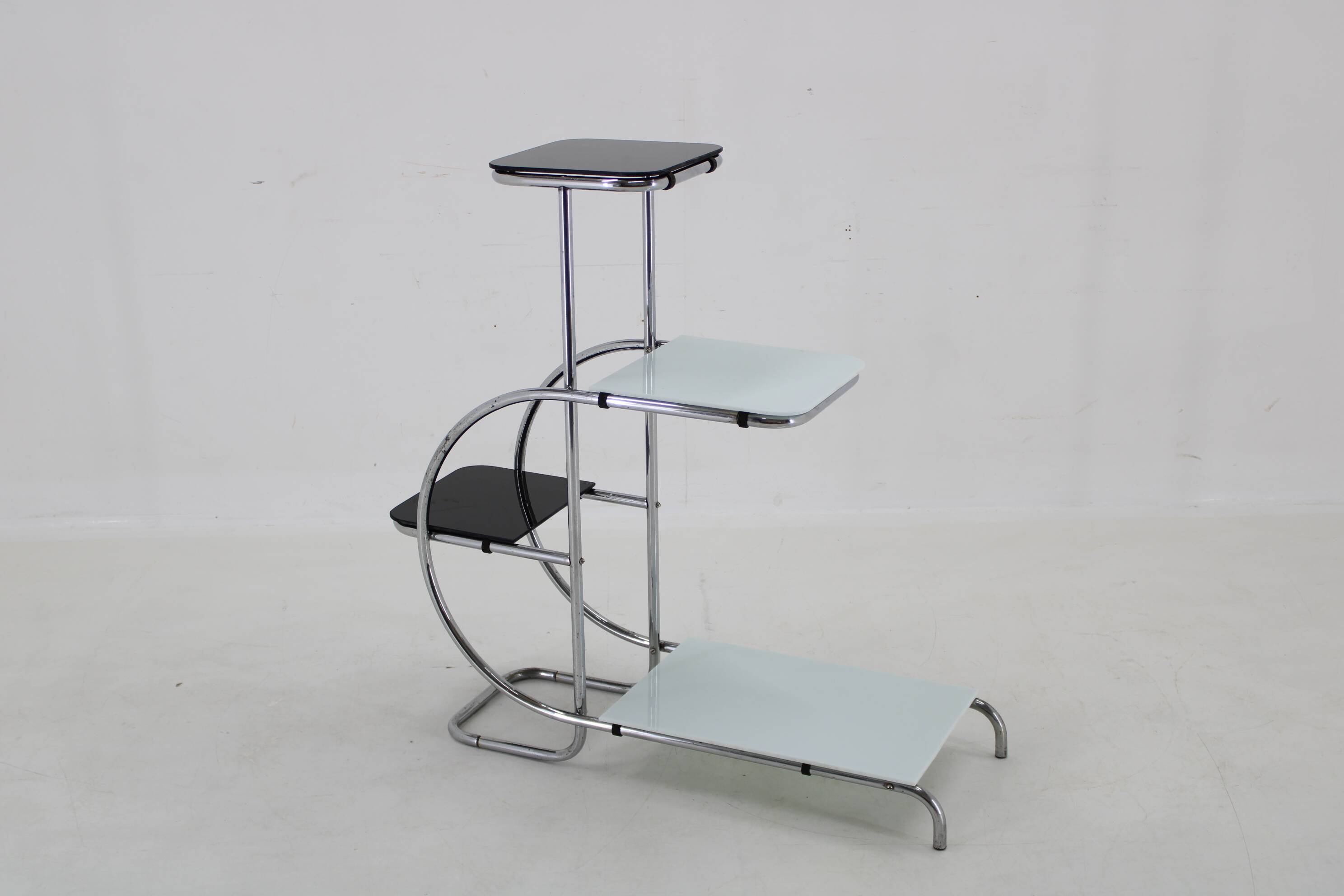 1930s Bauhaus Flower Stand with Glass, Czechoslovakia