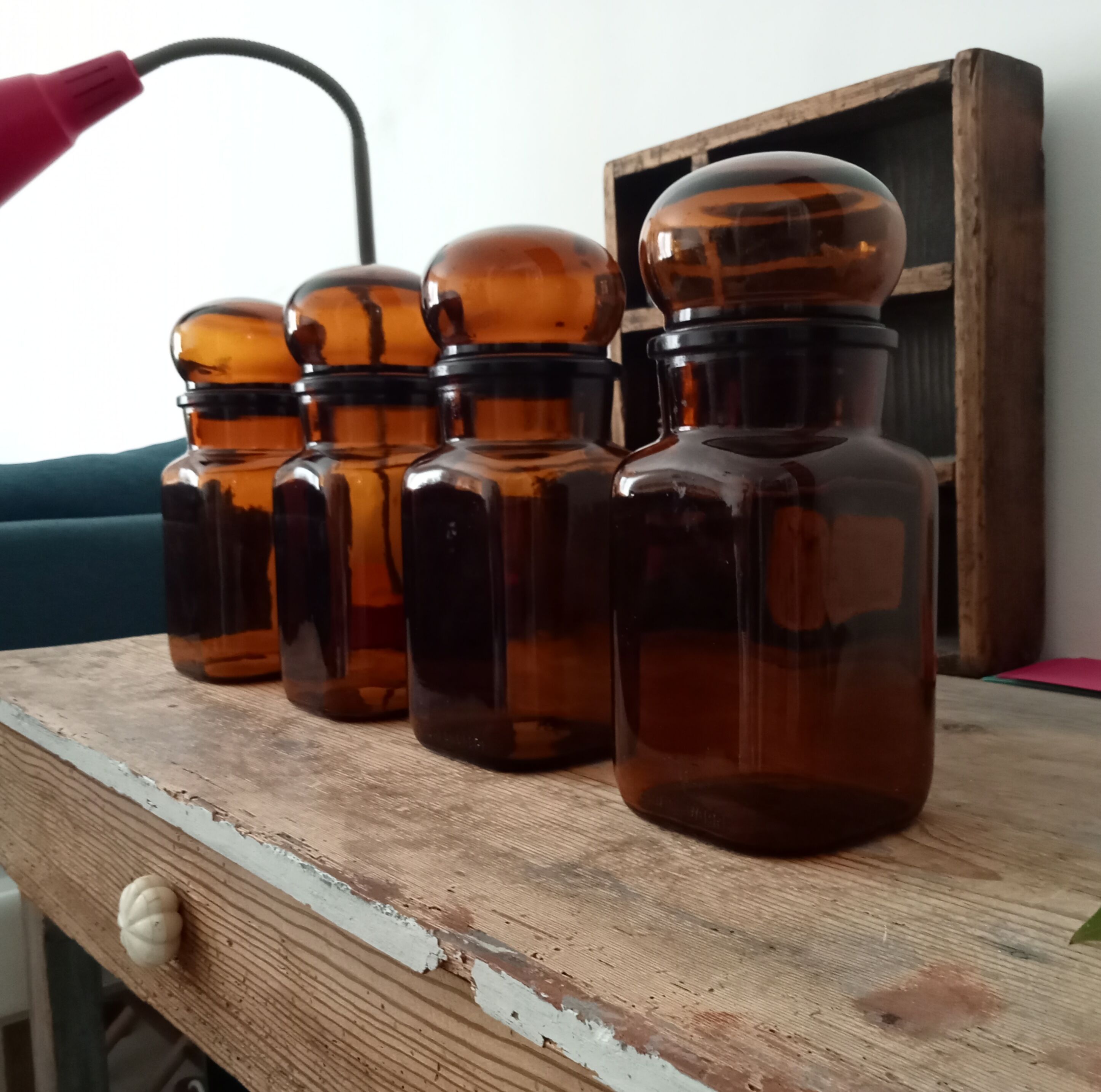 Set of 4 vintage jars 70s