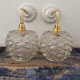 Set of chiseled glass wall sconces
