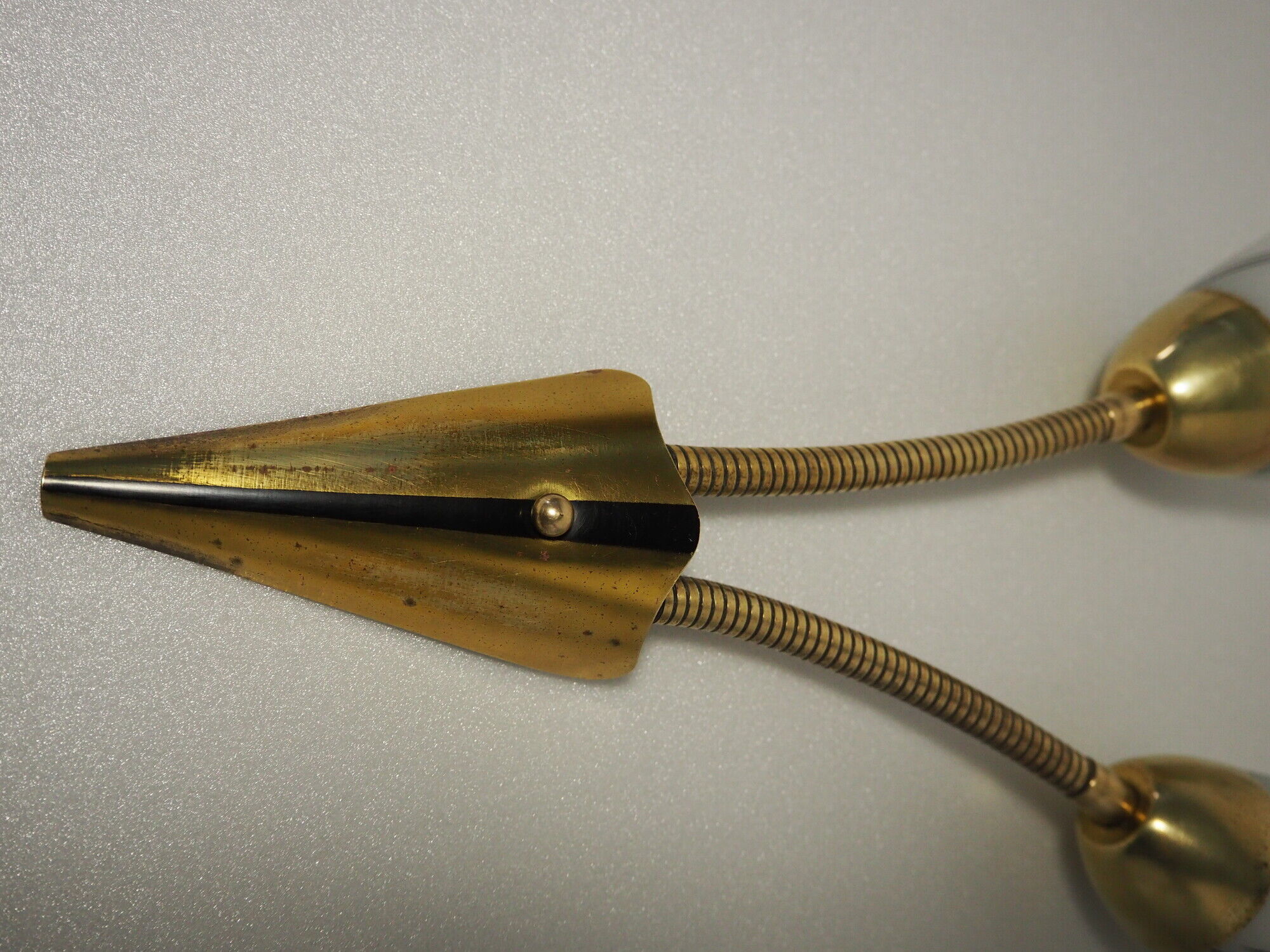 Pair of double opaline and brass wall lights from the 1960s-1970s.