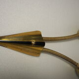 Pair of double opaline and brass wall lights from the 1960s-1970s.