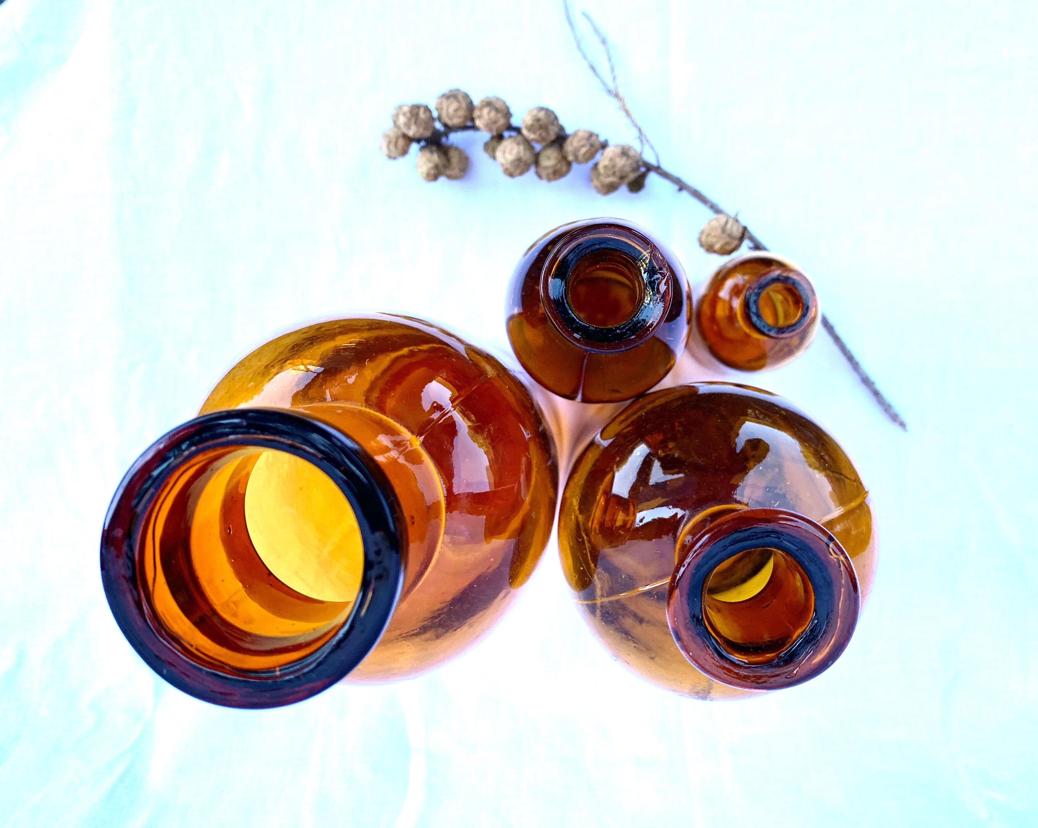 Amber apothecary bottles