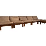 Ensemble de salon / fauteuil / canapé en cuir et chêne Rolf Benz, années 1970