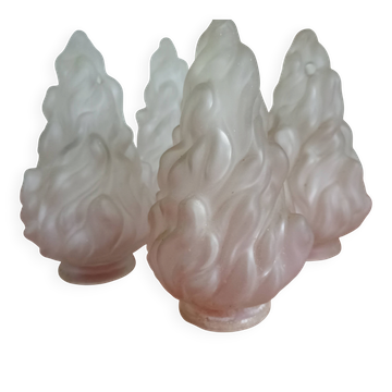 4x Flame Tulip chandelier or frosted glass wall lights antique