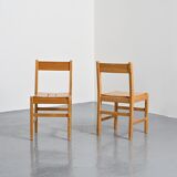 Pair of pine chairs, Maison Regain, France, circa 1970