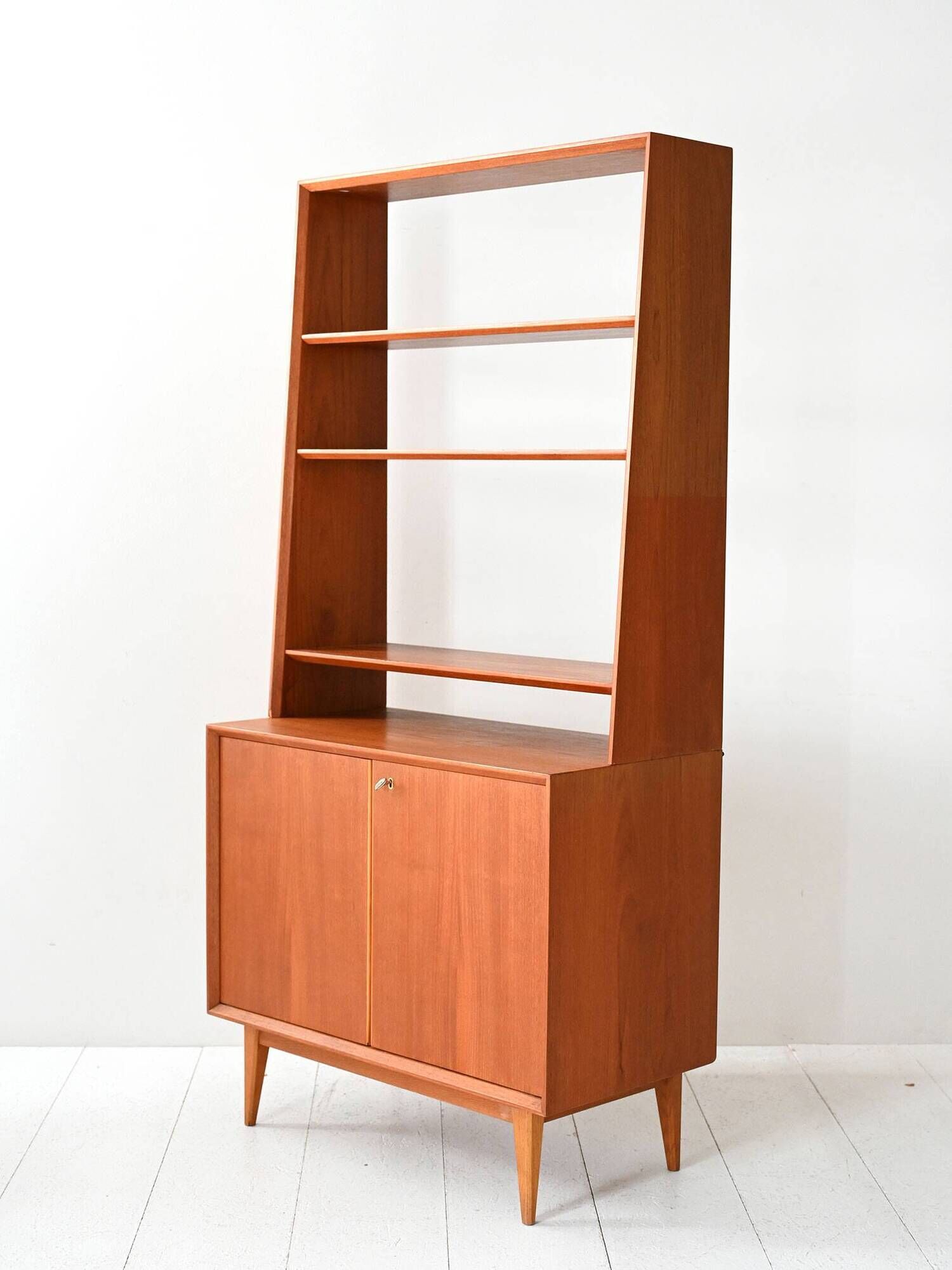 1960s Scandinavian teak bookcase with storage cabinet