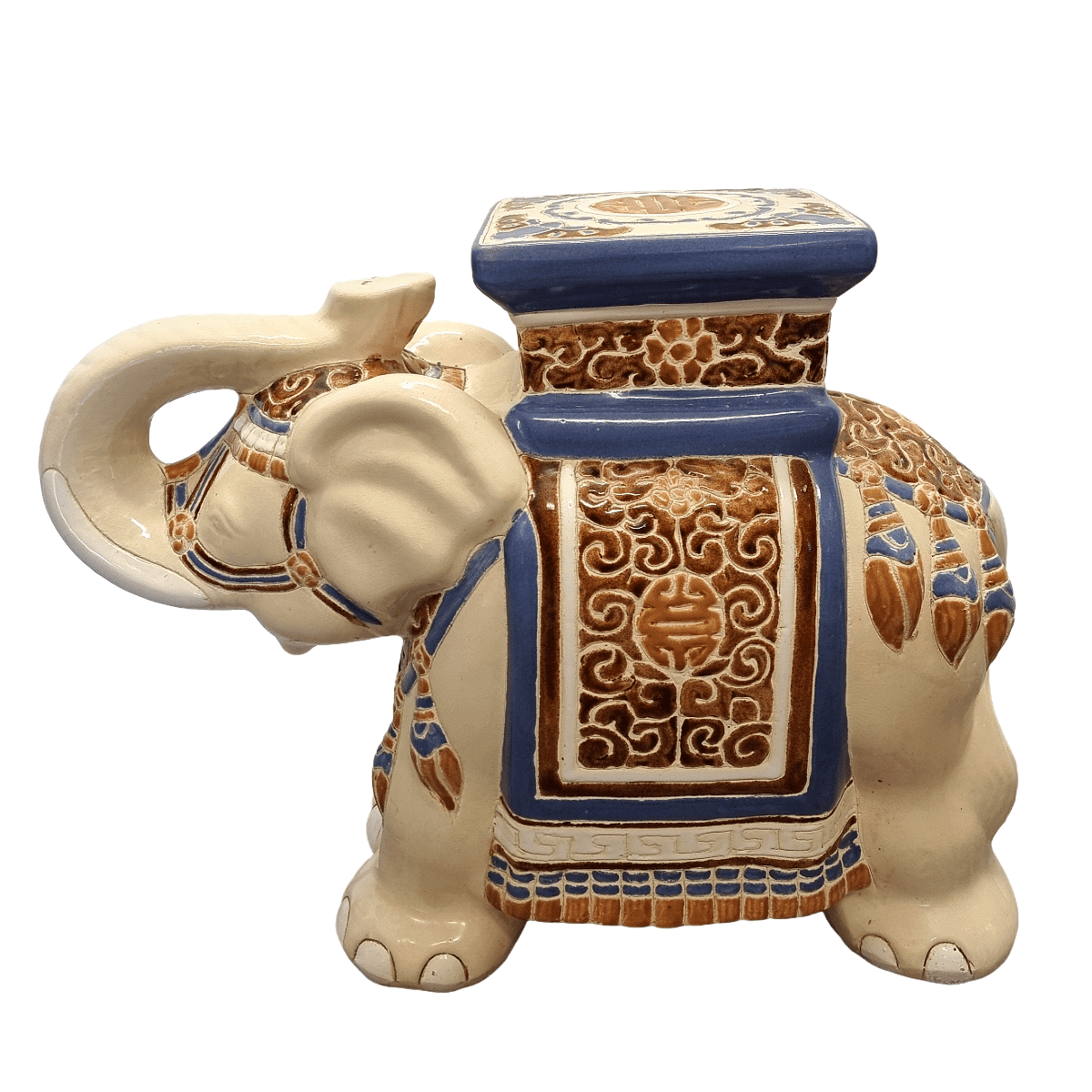 Vintage Ceramic Elephant Statue Plant Table From The 1970s