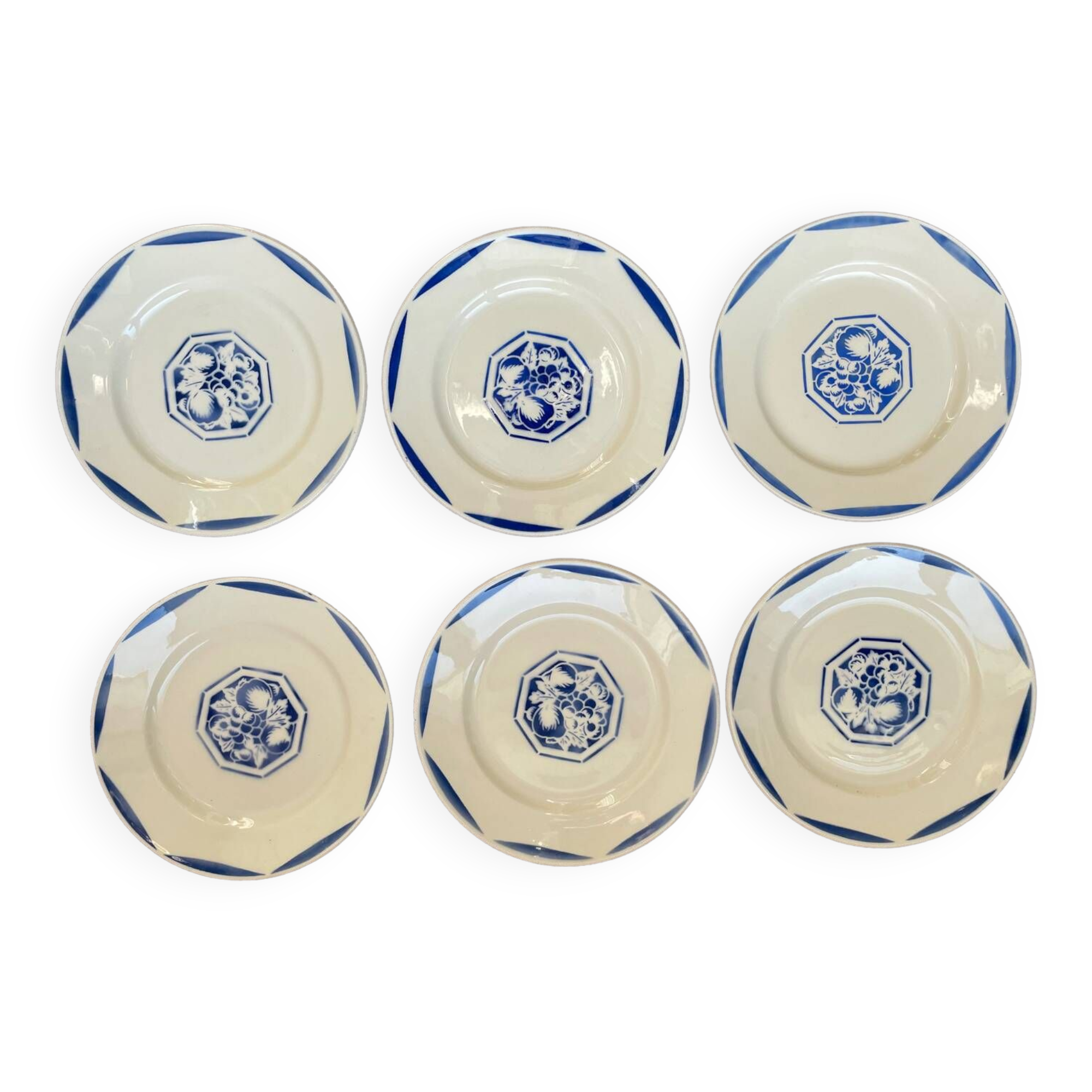 6 K&G Luneville Art Deco Dessert Plates Fructidor Model