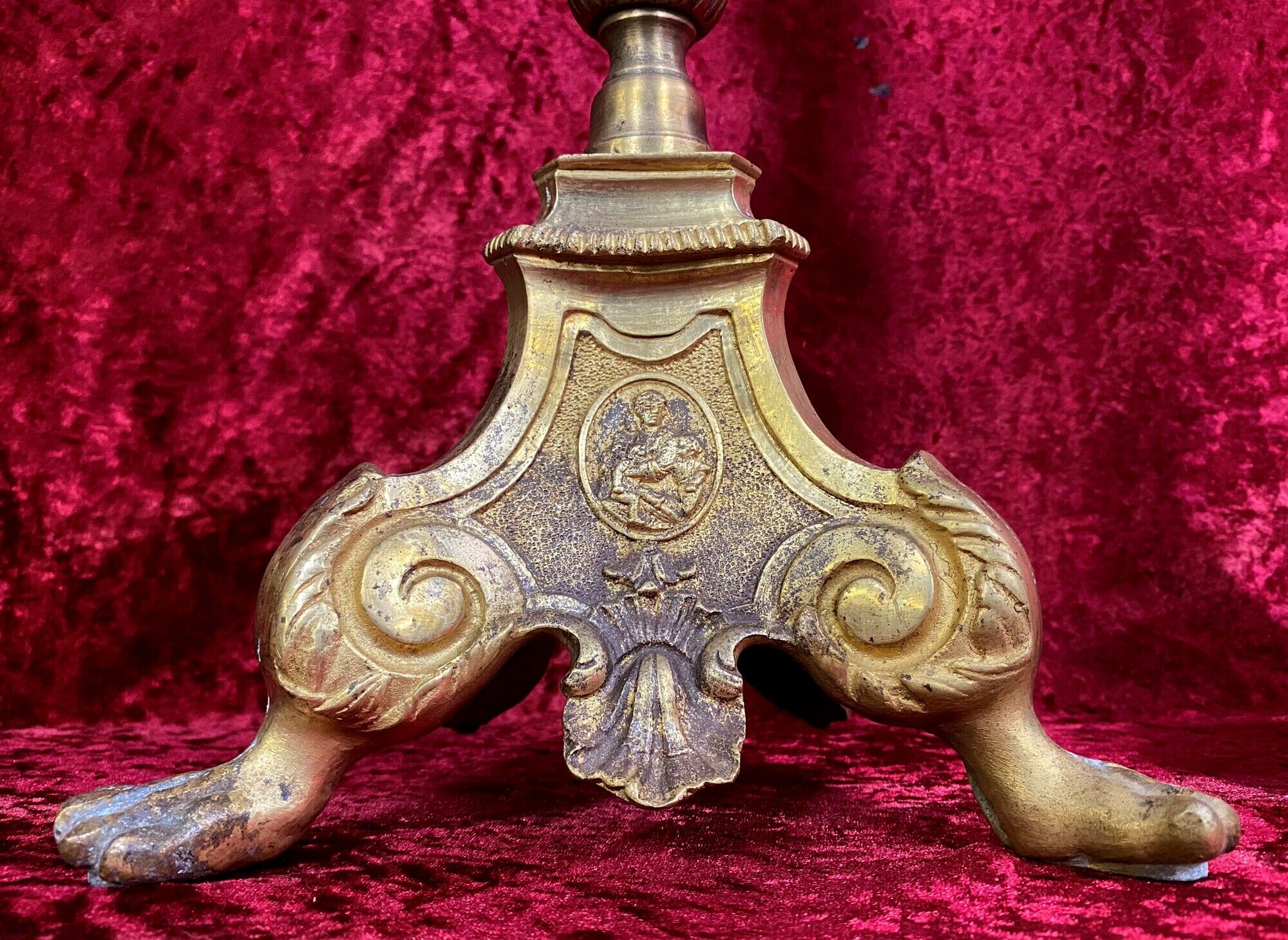 Pair of napoleon III era candle spikes in gilded bronze around 1850