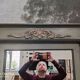 Antique mirror with patinated golden columns
