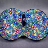 Beggar / servant in Longwy earthenware – floral decoration, 1950s