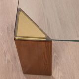 Vintage 80's table in wood, brass and glass, italian design
