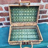 Wicker picnic suitcase