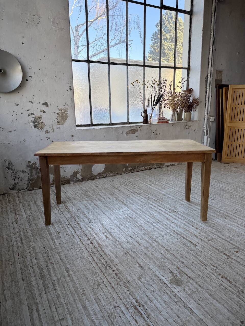 Table de ferme en pin et chêne