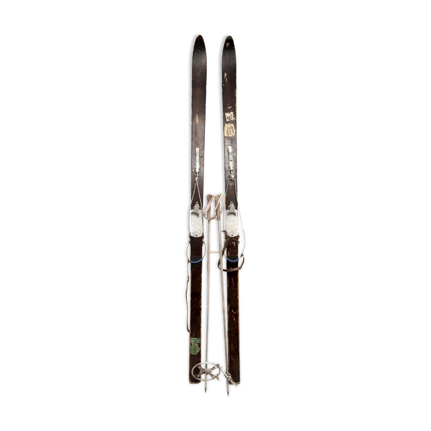 Paire de ski vintage en bois année 40