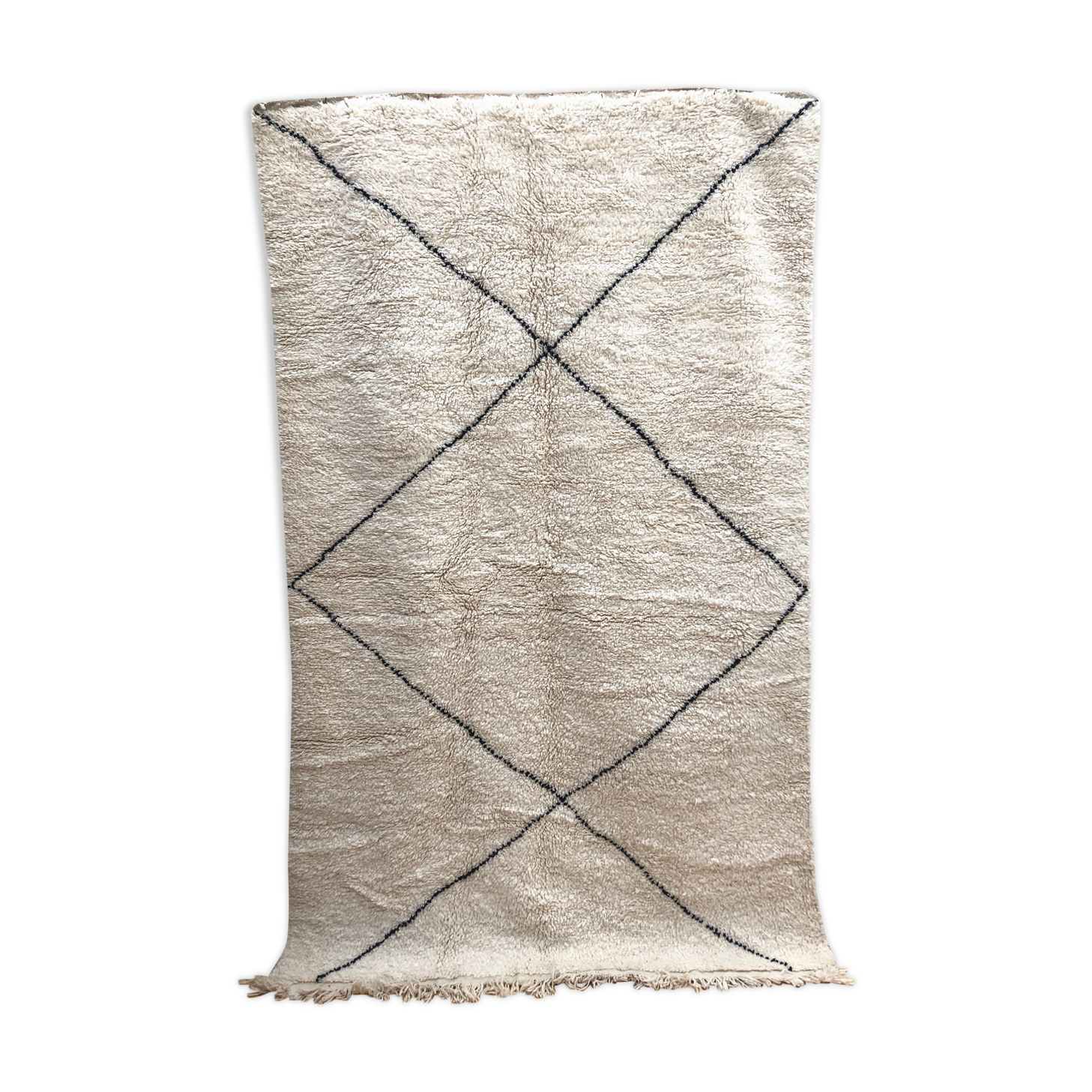 Tapis berbère beni ouarain à losanges noirs 273x165cm