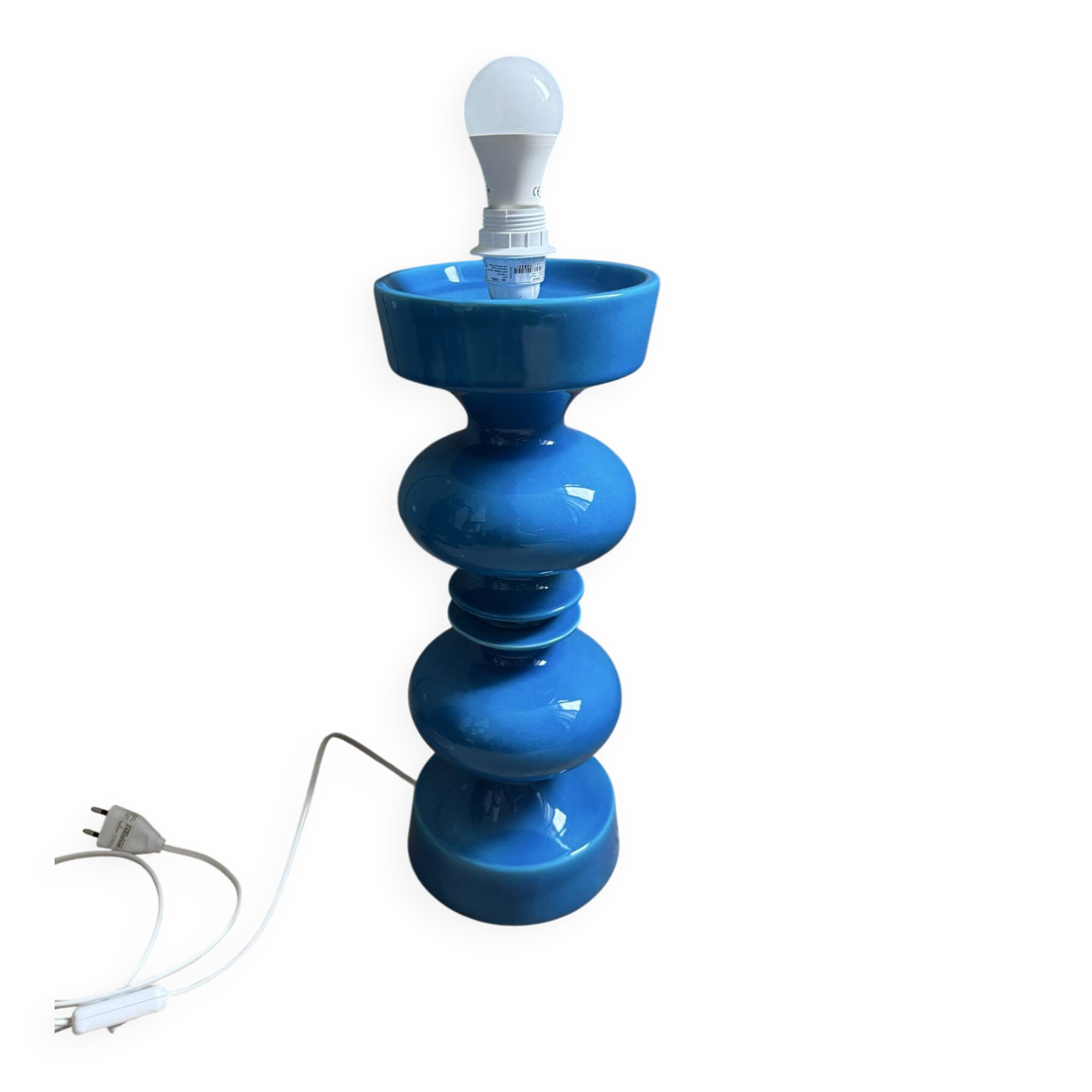 Vintage blue ceramic lamp