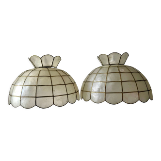 Pair of mother-of-pearl and brass suspensions 60-70s