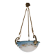 Suspension/Muller Glass Paste/Turquoise Blue & Bronze Frame/Art Nouveau