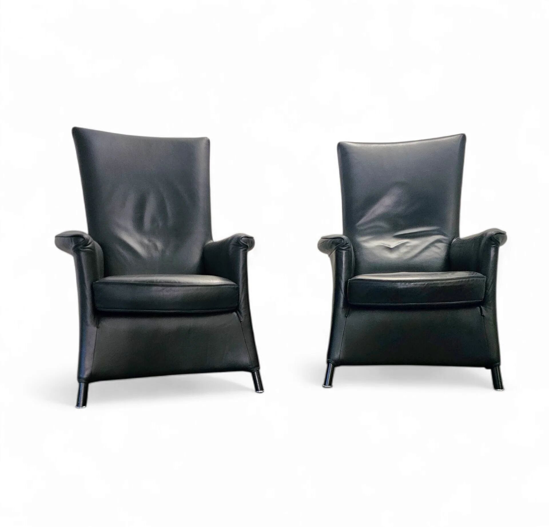 2 x armchair by Wittmann, design Paolo Piva, model Alta Highback, black leather