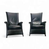 2 x armchair by Wittmann, design Paolo Piva, model Alta Highback, black leather