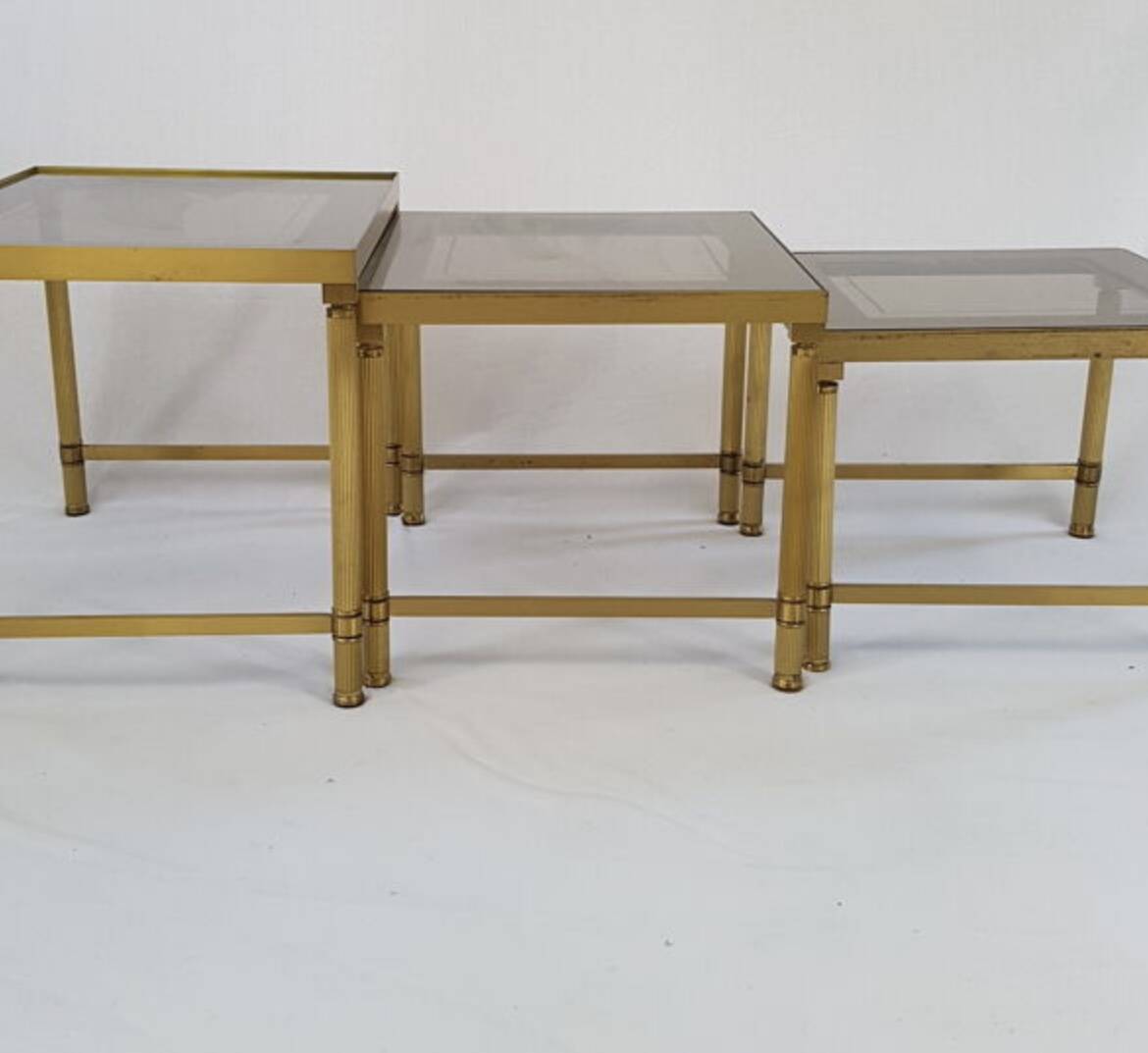 Vintage 70s brass nesting table