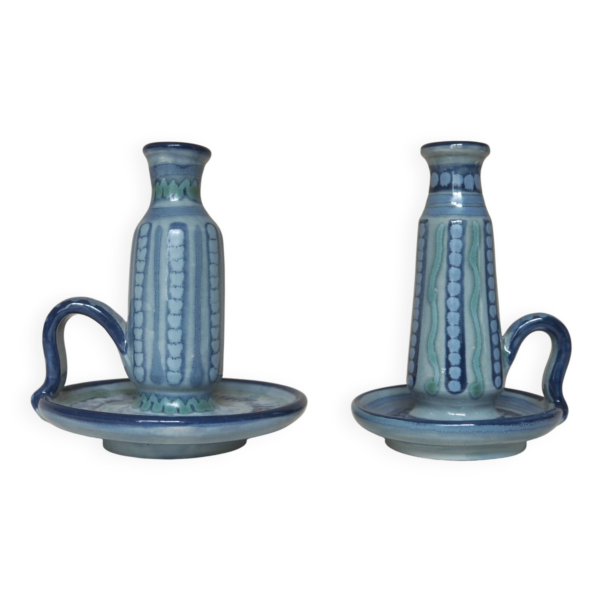 Pair of glazed ceramic candle holders Vilà Clara