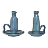 Pair of glazed ceramic candle holders Vilà Clara