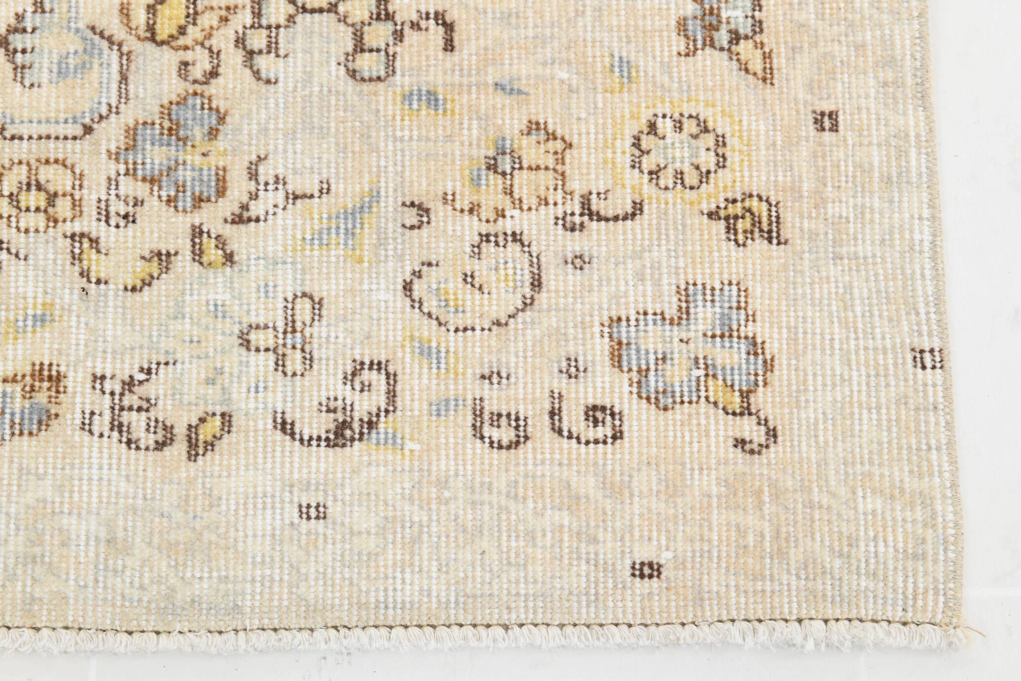 Tapis Turc Vintage Beige, Motif Floral, Tapis de Salon Classique, 170X275Cm