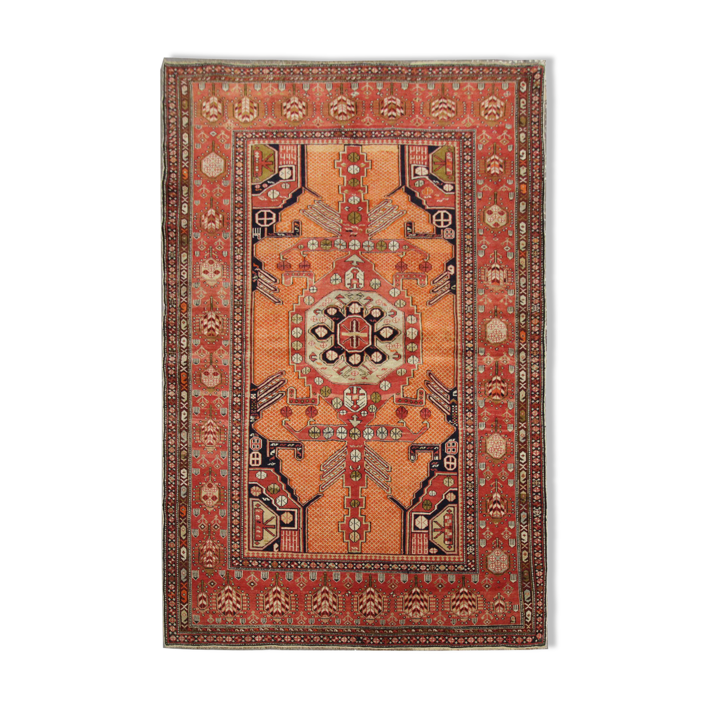 Antique Caucasian Handmade Wool Shirvan Rug 1890- 128x188cm