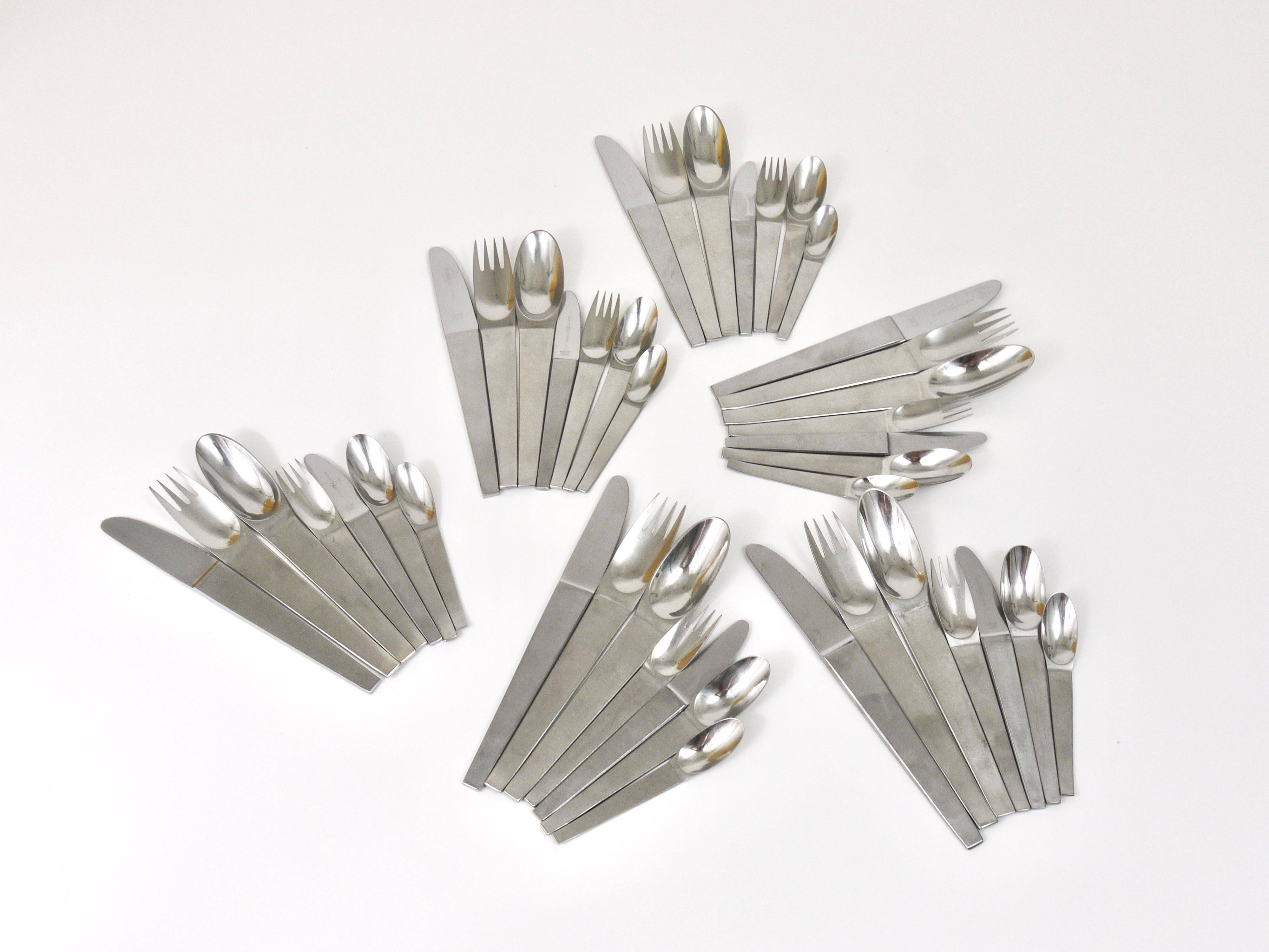 Carl Auböck 2060 Cutlery, 42 pcs., Complete for 6 People, Hammered Austria, 1950