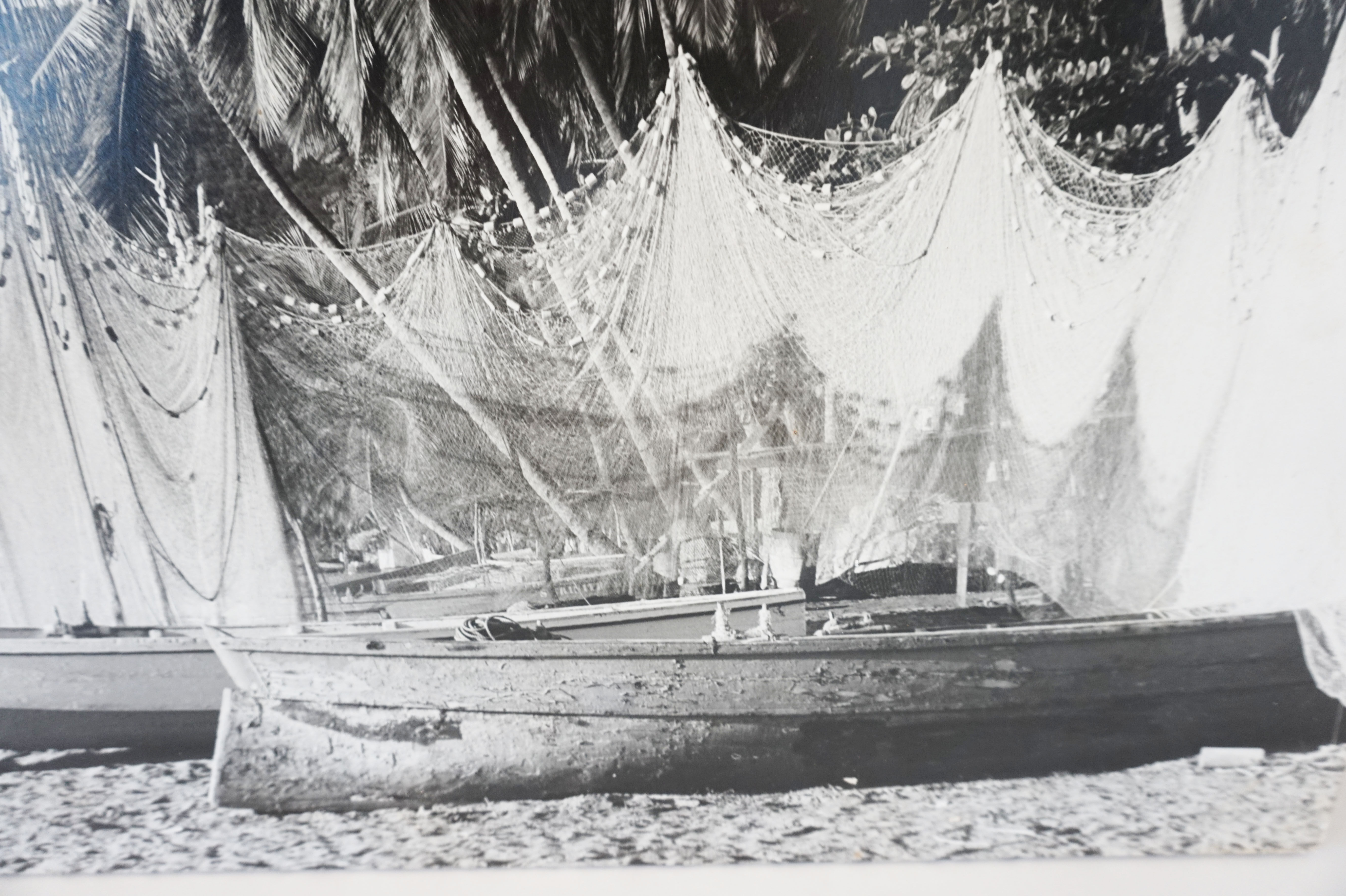 Old photograph on wood panel