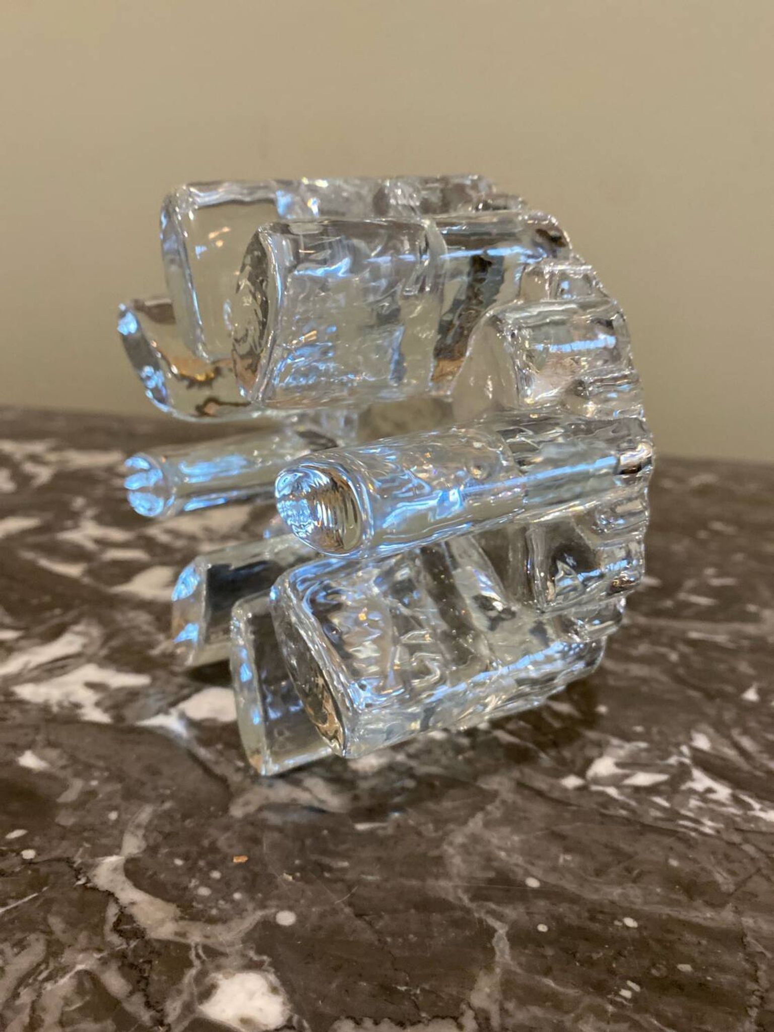 Designer candle holder in thick glass