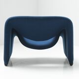 Groovy ‘M’ F598 in original blue fabric f 598 by Pierre Paulin for Artifort