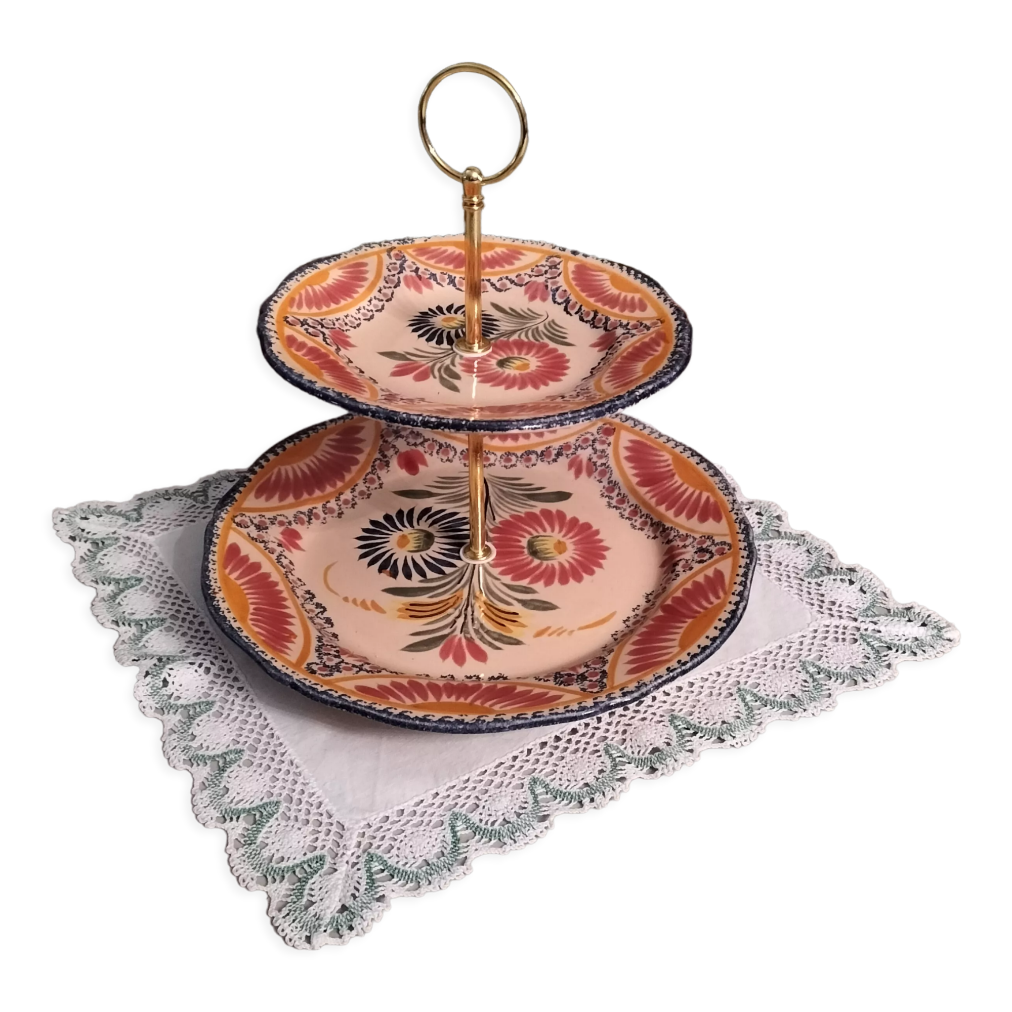 Silent display or servant Henriot Quimper model pink basket