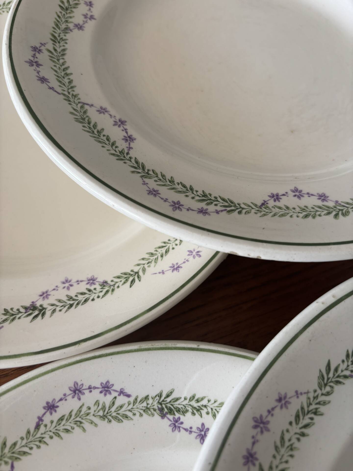 Set of 6 flat plates Longwy Loridan • French earthenware clay