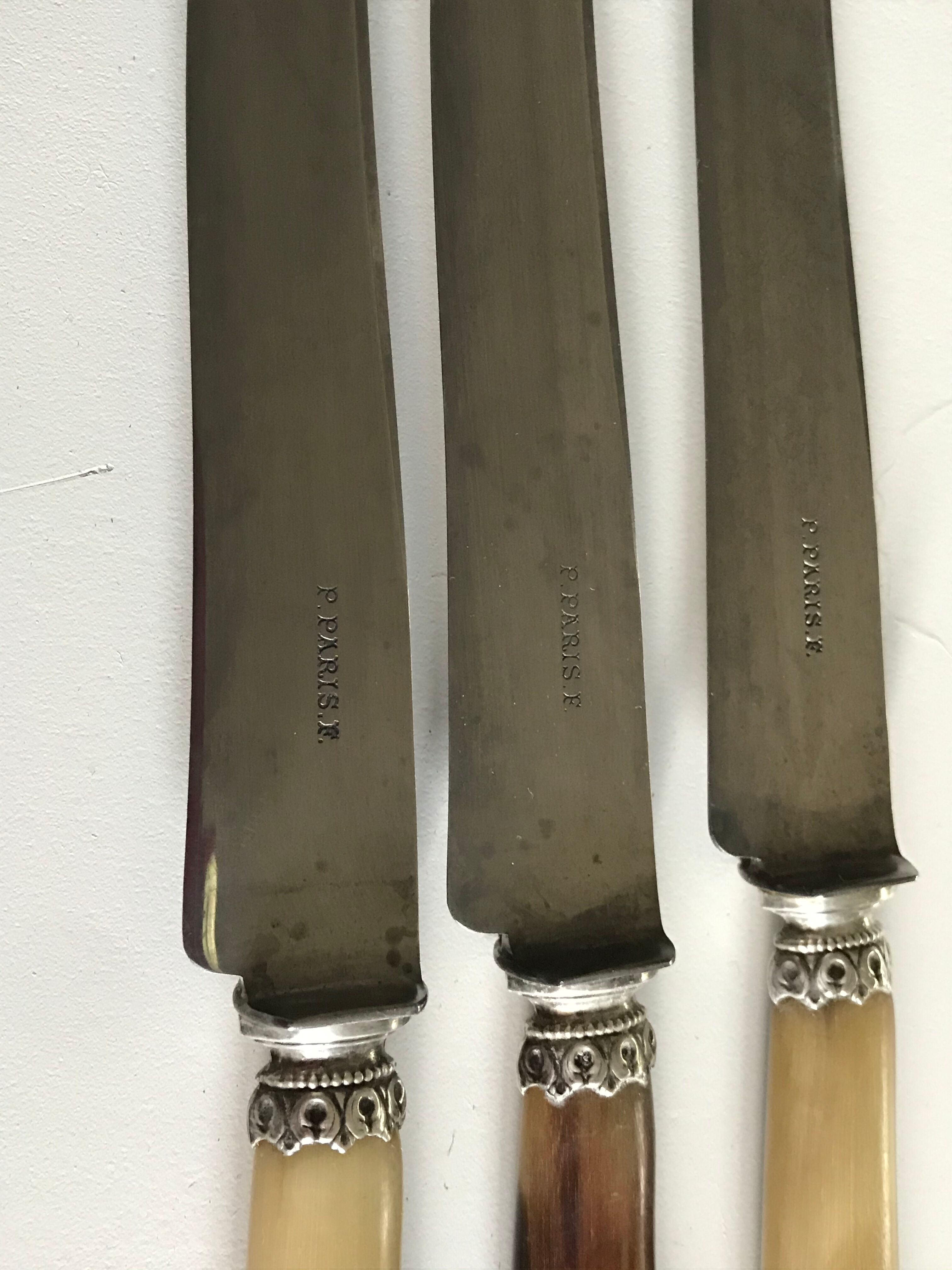 Lot of 24 horn handle knives circa 1900