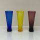 Set of three vintage coloured glasses from the 70s.