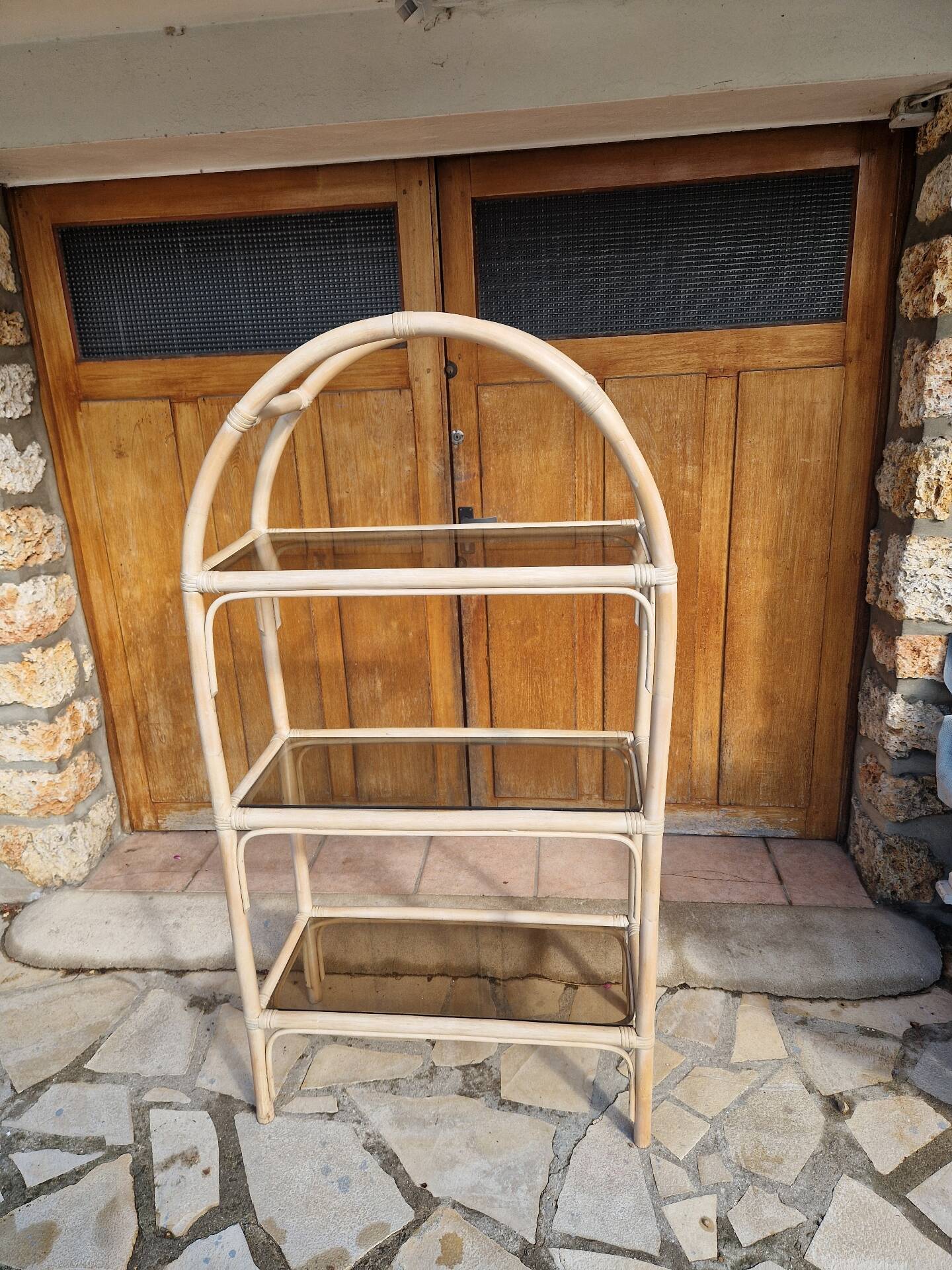 Vintage rattan shelf height